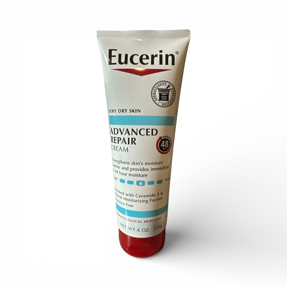 Eucerin Advanced Repair Cream Unisex 8 oz Very Dry Skin 48 Hour‎ Moisturizer New